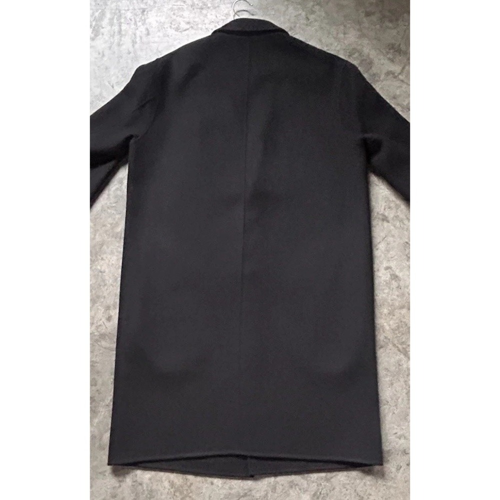 ALL SAINTS BLACK Wool Blend 2 Button Over Coat Medium Long - Picture 5 of 11